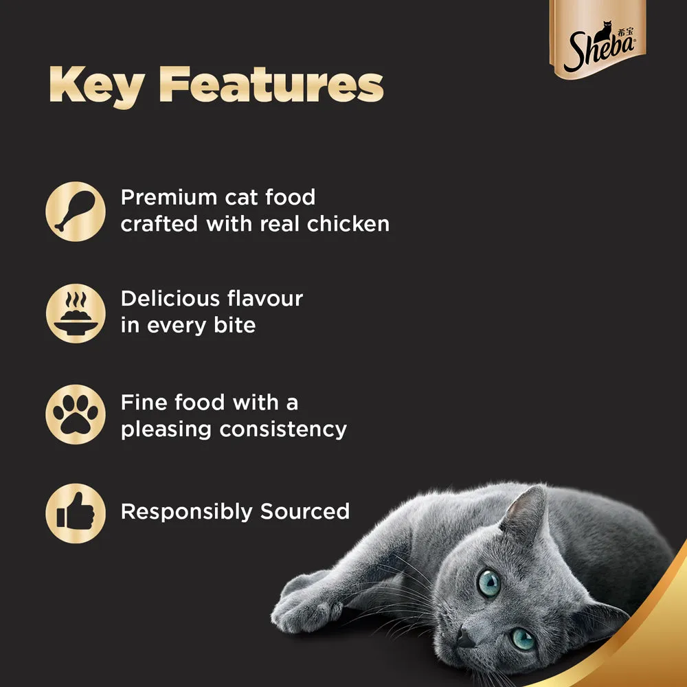 Sheba Chicken Loaf Rich Premium Adult Fine Wet Food and Chicken Flavour Irresistible All Life Stage Cat Dry Food Combo