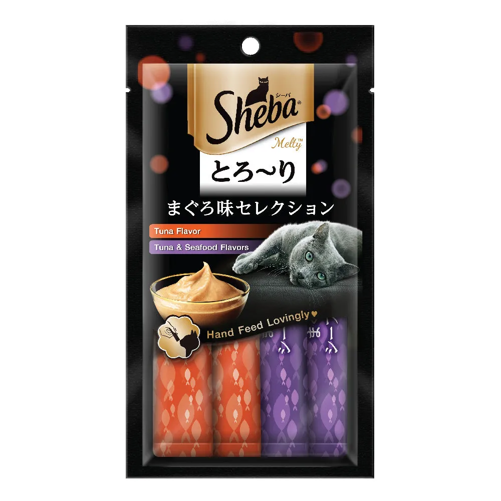 Sheba Melty Creamy Cat Treats Tuna Flavor and Tuna & Seafood Flavor 12g x 4