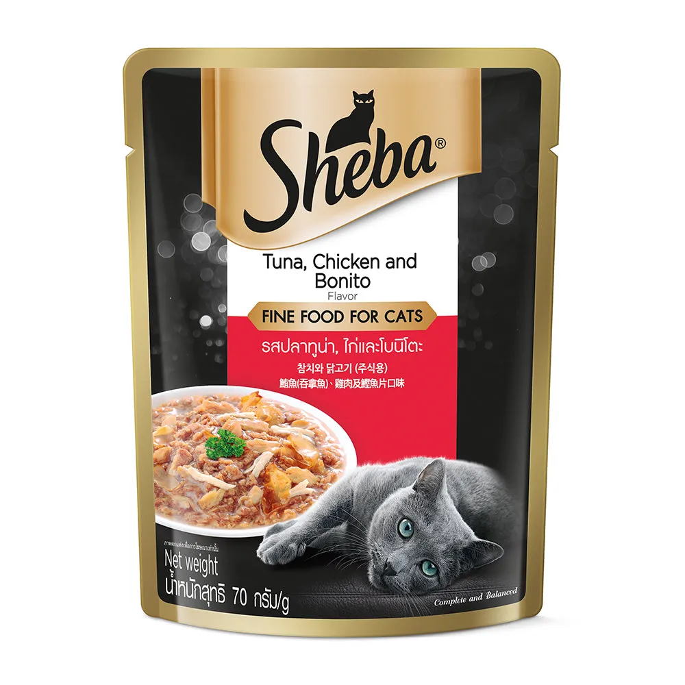 Sheba Pouch Cat Tuna, Chicken & Bonito 70g