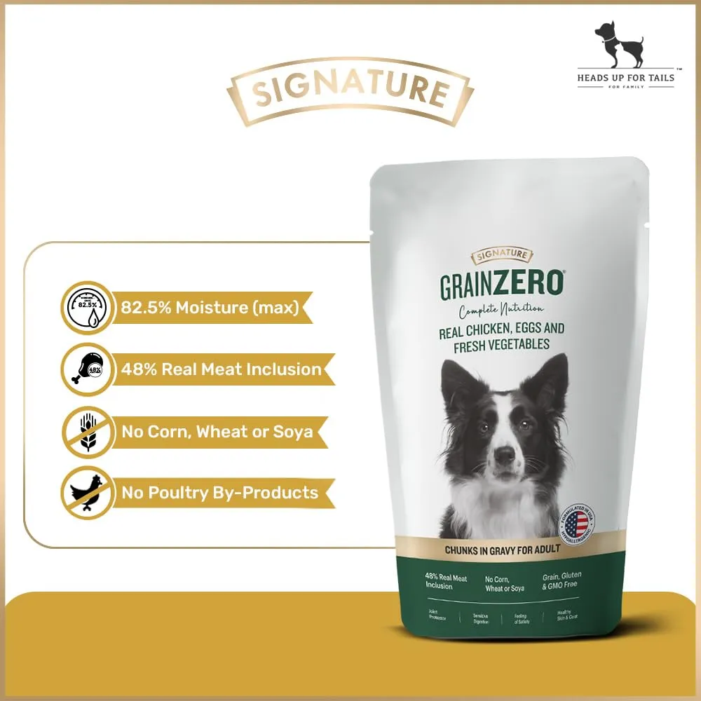 Signature Grain Zero Chicken Chunks Gravy Wet Food, JerHigh Carrot Sticks Dogs Treat Combo