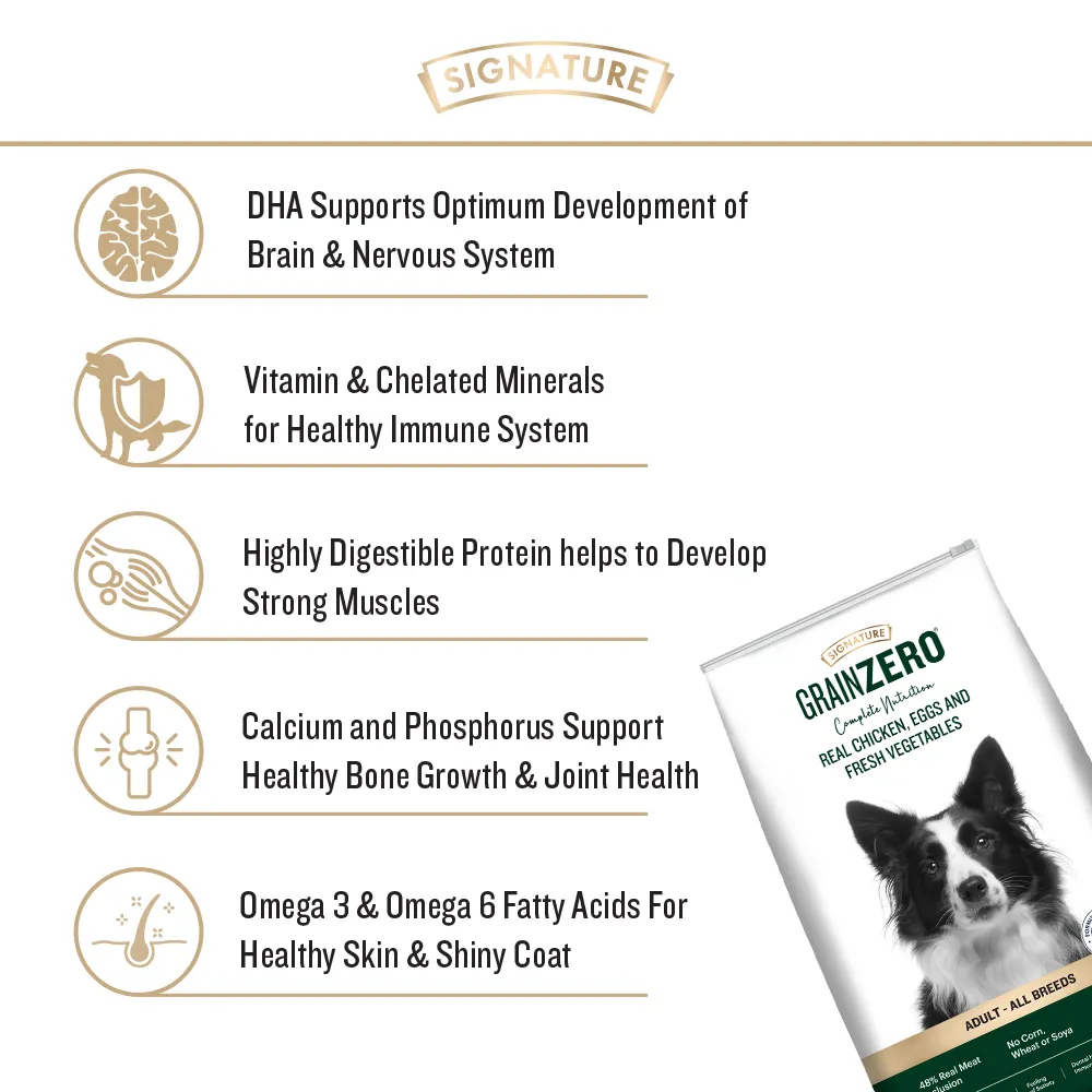 Signature Grain Zero Chicken Egg Vegetables Adult Dry Food, Kennel Kitchen Chicken Flaxseed Stick Dogs Combo