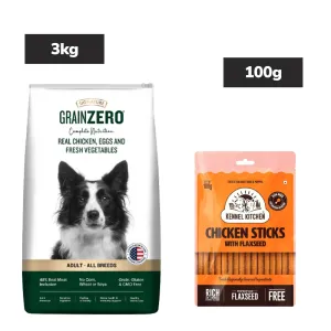Signature Grain Zero Chicken Egg Vegetables Adult Dry Food, Kennel Kitchen Chicken Flaxseed Stick Dogs Combo
