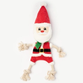 Silver Paw Santa with Rope Dog Toy