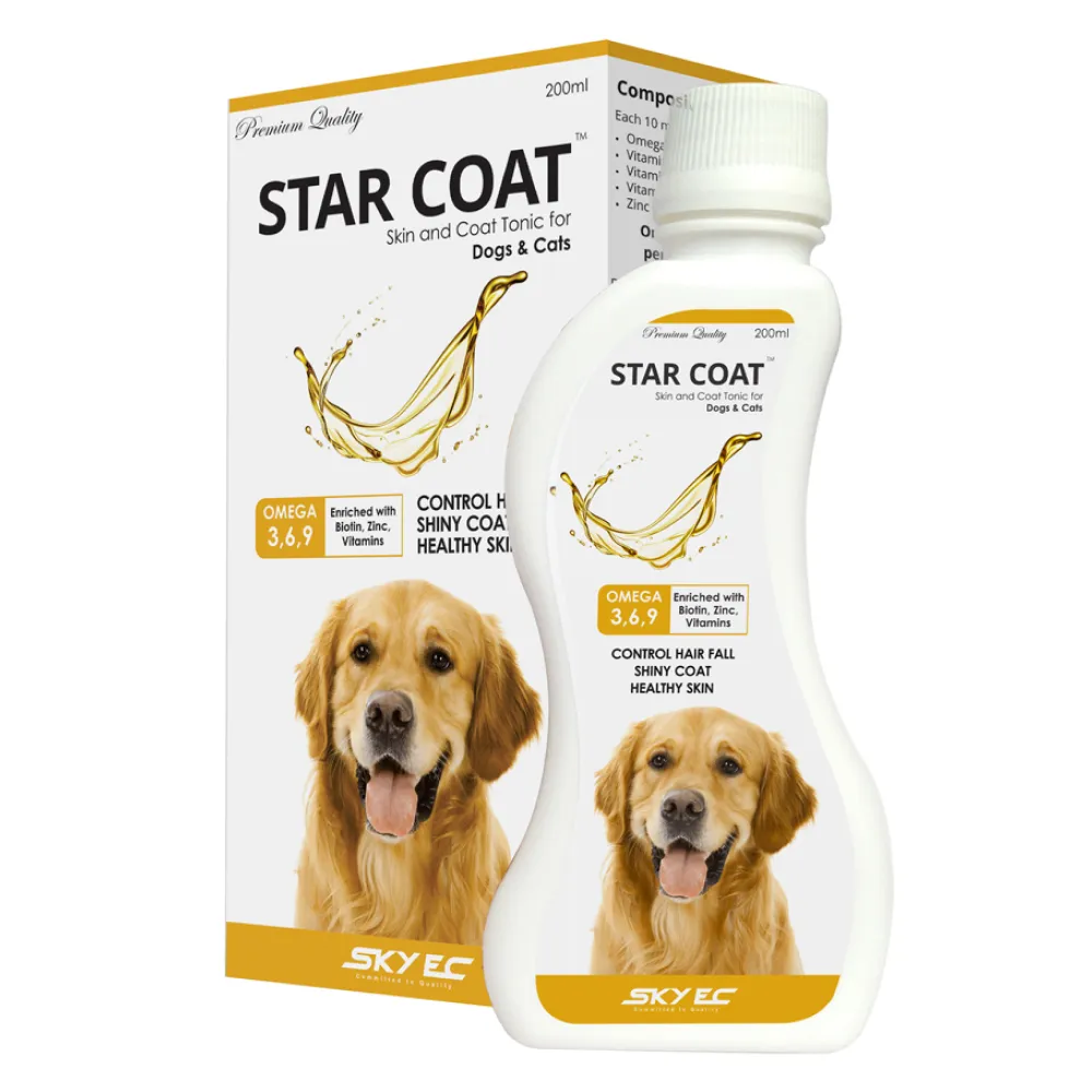 Skyec Star Coat Omega 3   6 Syrup (200ml) and Mankind Hepamust Liver Tonic Appetite Booster (200ml) for Dogs and Cats Combo
