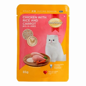 SmartHeart Cat Pouch Chicken with Rice & Carrot 85g