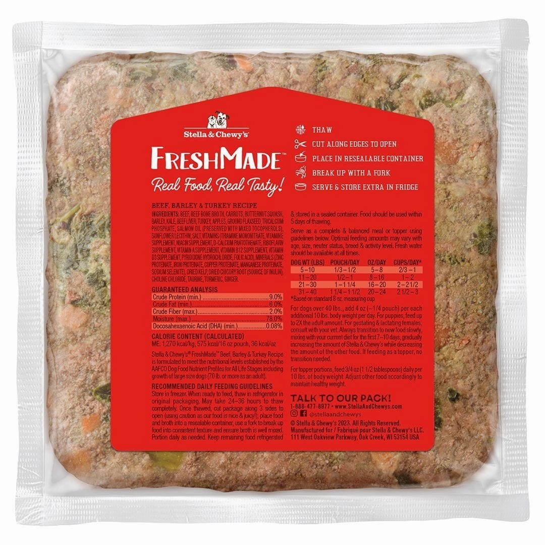 Stella & Chewy's FreshMade Beef, Barley and Turkey Gently Cooked Dog Food