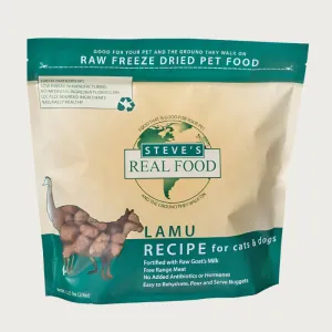 STEVE'S REAL FOOD Freeze-Dried Raw Lamu Recipe for Dogs and Cats