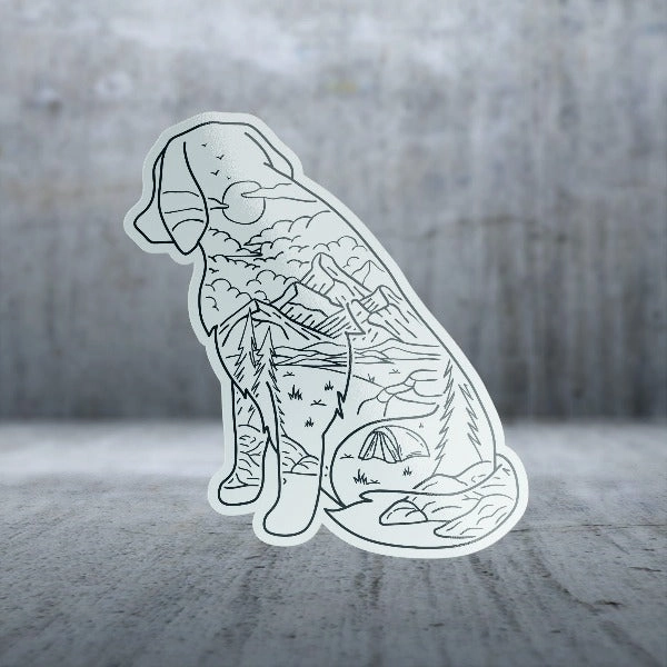 Sticker Pack Dog Mountain Line Scene; Large Sticker