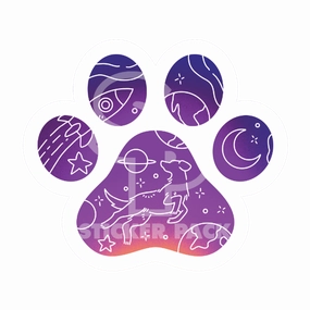 Sticker Pack Dog Paw - Space Pup; Large Sticker
