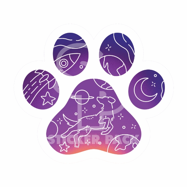 Sticker Pack Dog Paw - Space Pup; Large Sticker