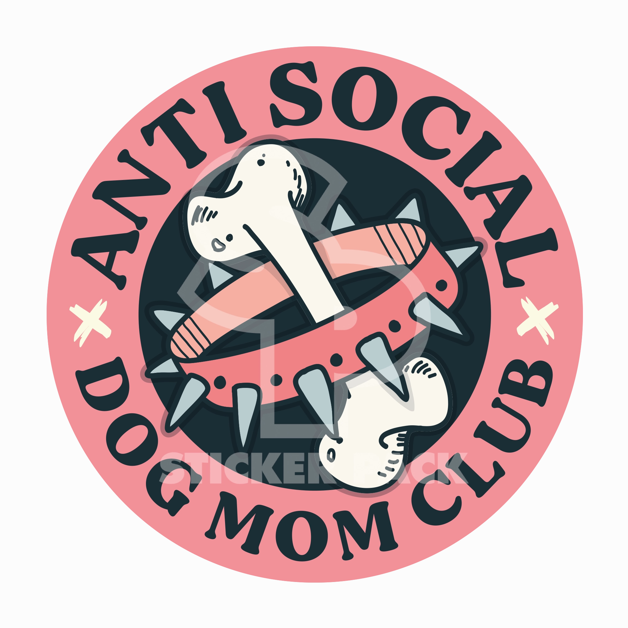 Sticker Pack Dog Sayings - Anti Social Dog Mom Club; Small Sticker
