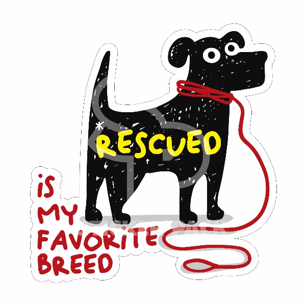 Sticker Pack Dog Sayings - Rescued is my Favorite Breed; Small Sticker