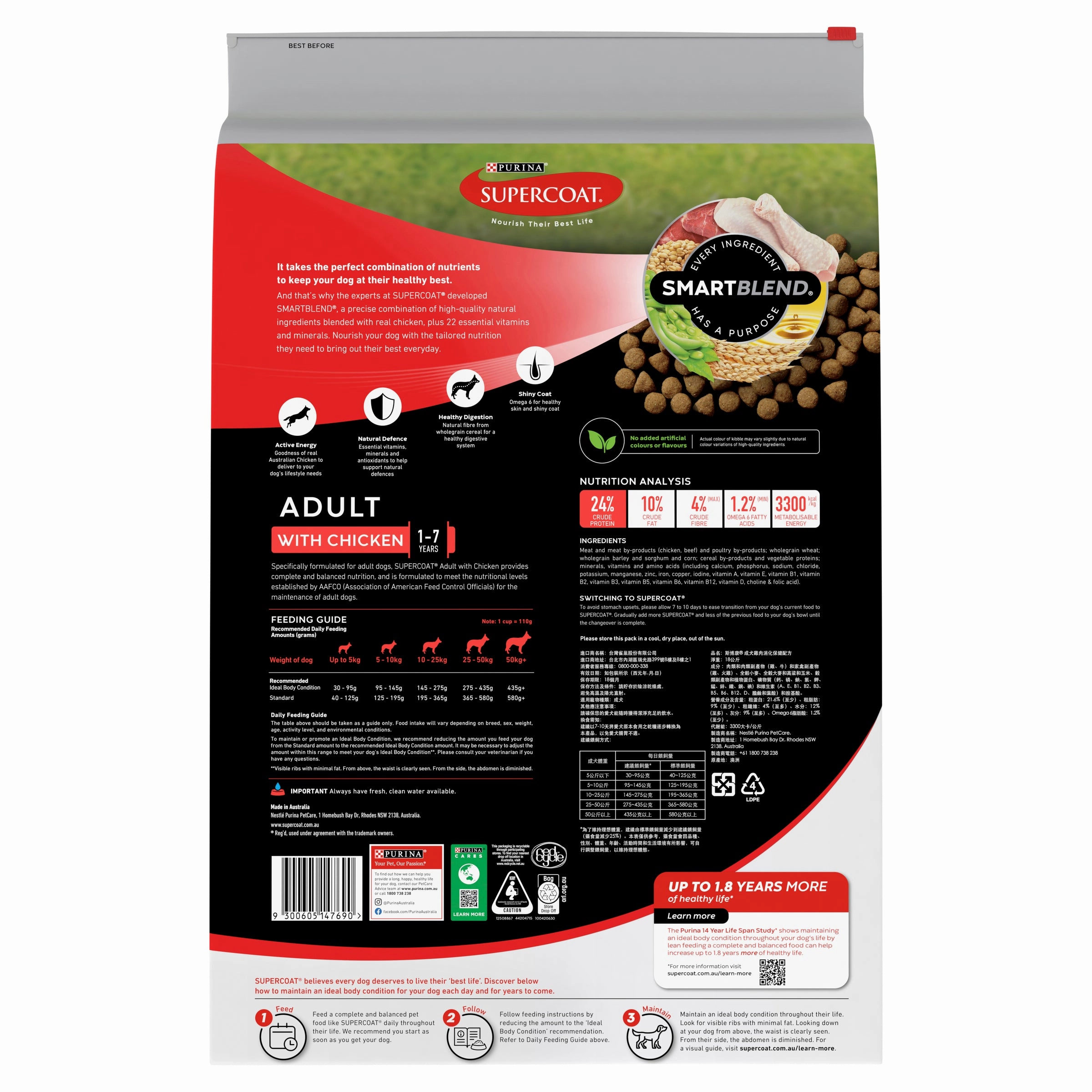 Supercoat - Adult with Chicken Dog Dry Food (18kg)
