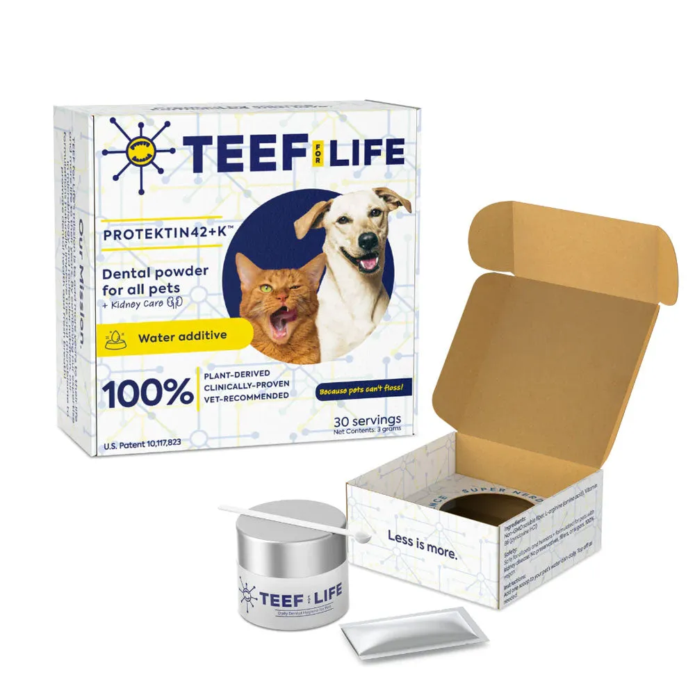 TEEF For Life All Pets Protektin42 K Dental Powder Kidney Care Water Additive 30 Servings