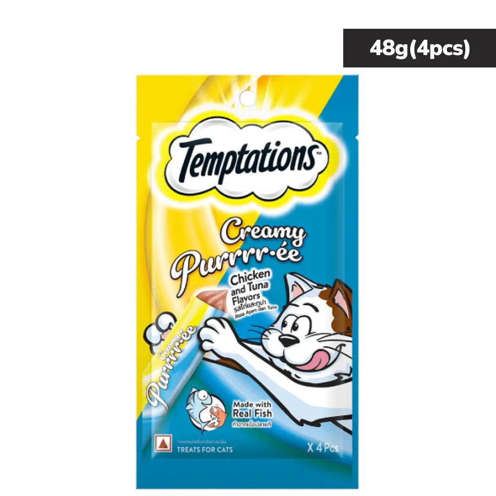 Temptations Creamy Purrrr-ee Chicken & Tuna Treats, Skyec Skyworm Deworming Tablet, Trixie Wind Up Mouse Toy (Grey) Cat Combo