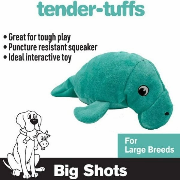 tender-tuffs Big Shots Manatee Plush Dog Toy