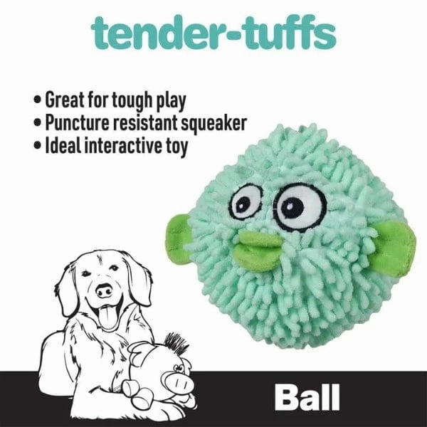 tender-tuffs Pufferfish Plush Dog Toy