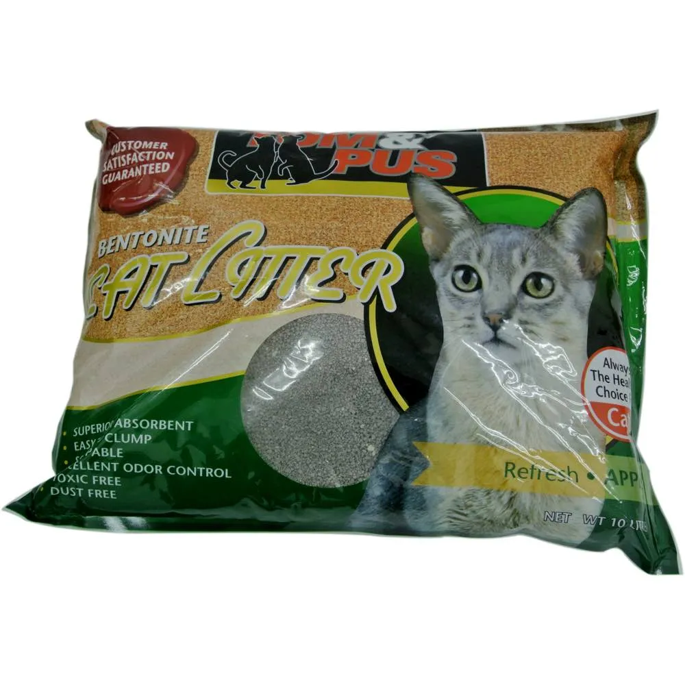Tom & Pus Bentonite Clumping Clay Cat Litter Apple Scented 10L