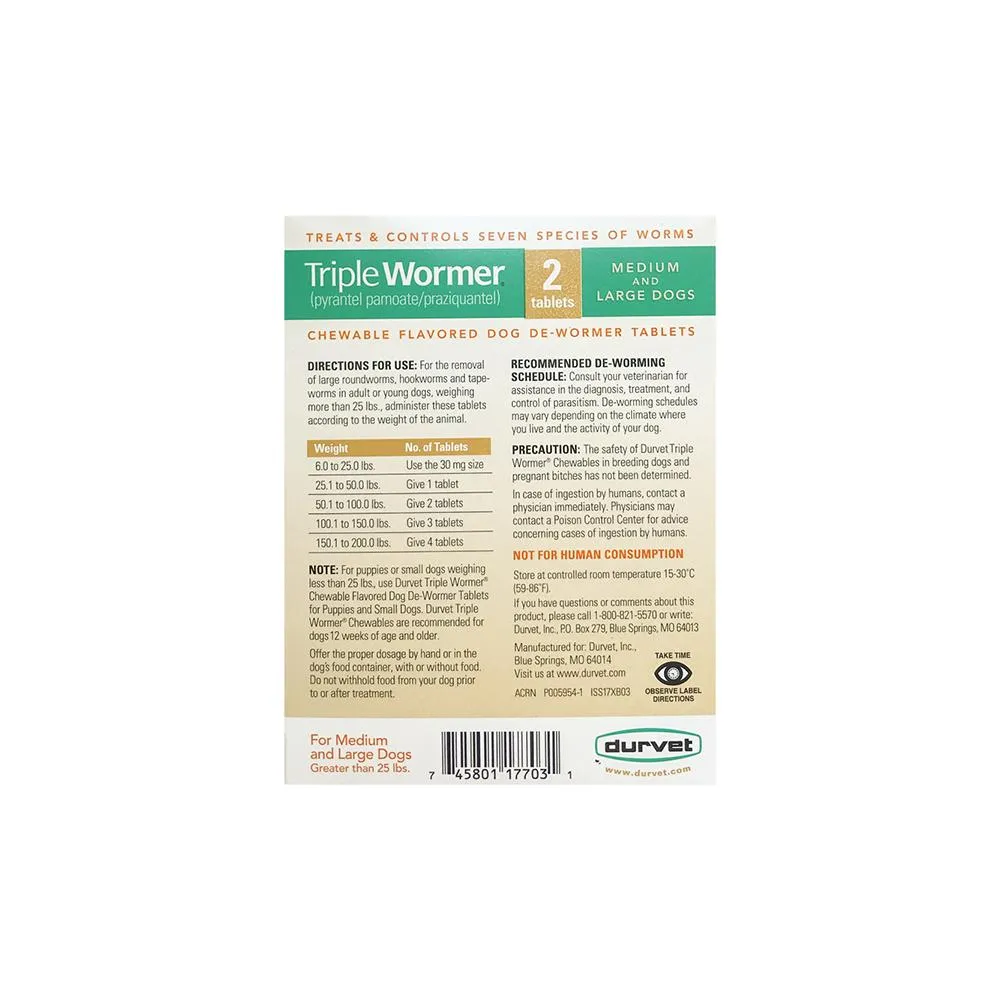 Triple Wormer for Medium & Large Dogs