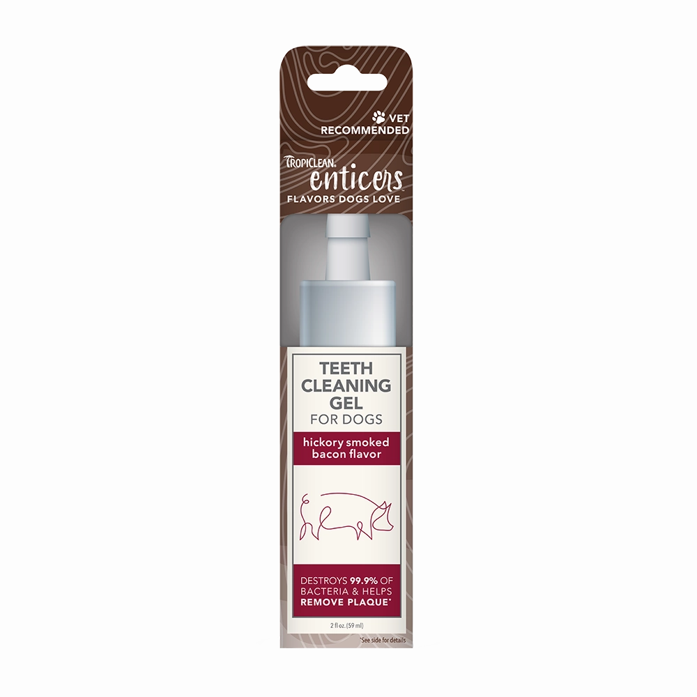 TropiClean Enticers Teeth Cleaning Gel for Dogs - Hickory Smoked Bacon Flavor 2oz