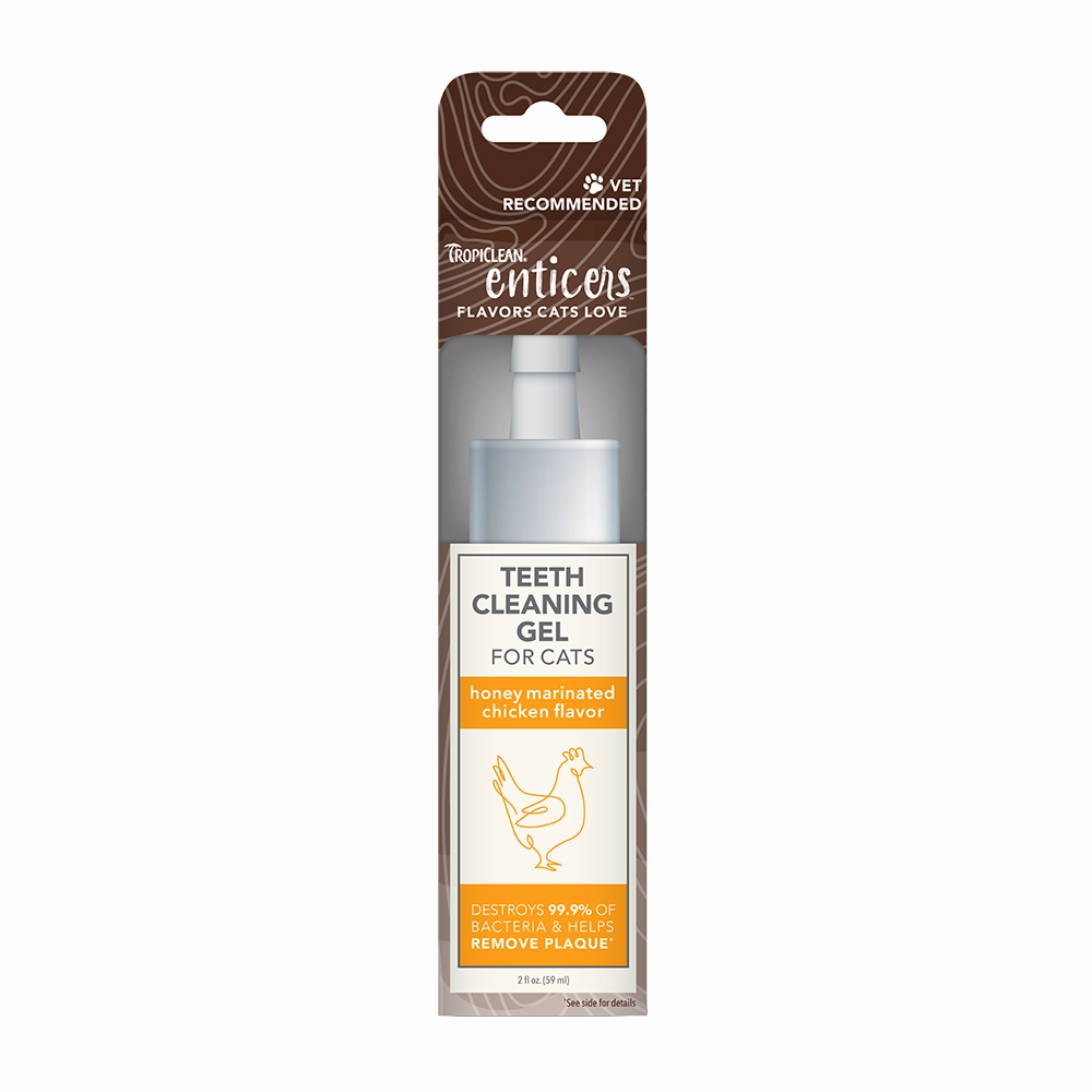 TropiClean Enticers Teeth Cleaning Gel for Dogs - Honey Marinated Chicken Flavor 2oz