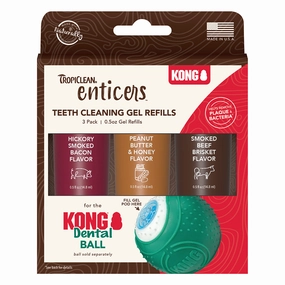TropiClean Enticers Teeth Cleaning Gel for Dogs - Variety Pack for Kong Dental Ball 0.5oz