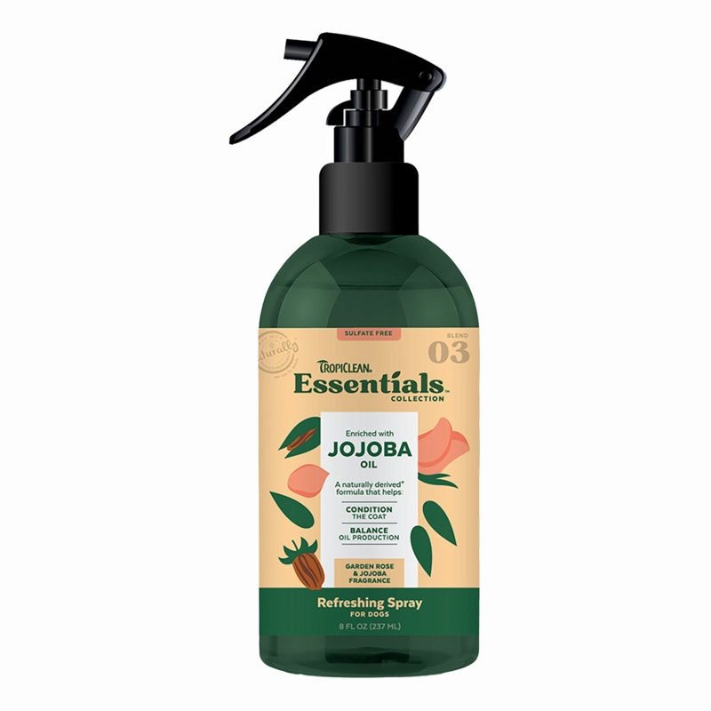 TropiClean Essentials Refreshing Spray Jojoba Oil - Garden Rose & Jojoba for Dogs 8oz