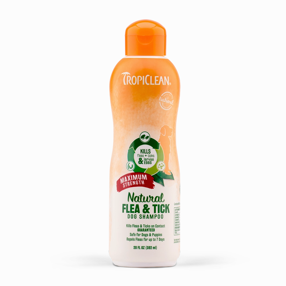 Tropiclean Natural Flea & Tick Shampoo - Maximum Strength for Dogs 20oz