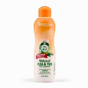 Tropiclean Natural Flea & Tick Shampoo - Maximum Strength for Dogs 20oz