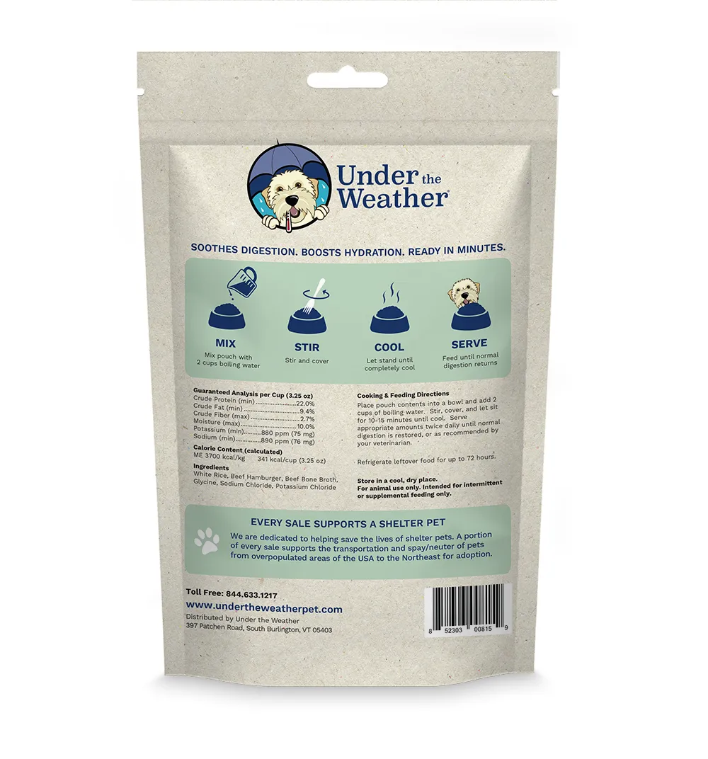 Under the Weather Dehydrated Rice, Hamburger and Bone Broth