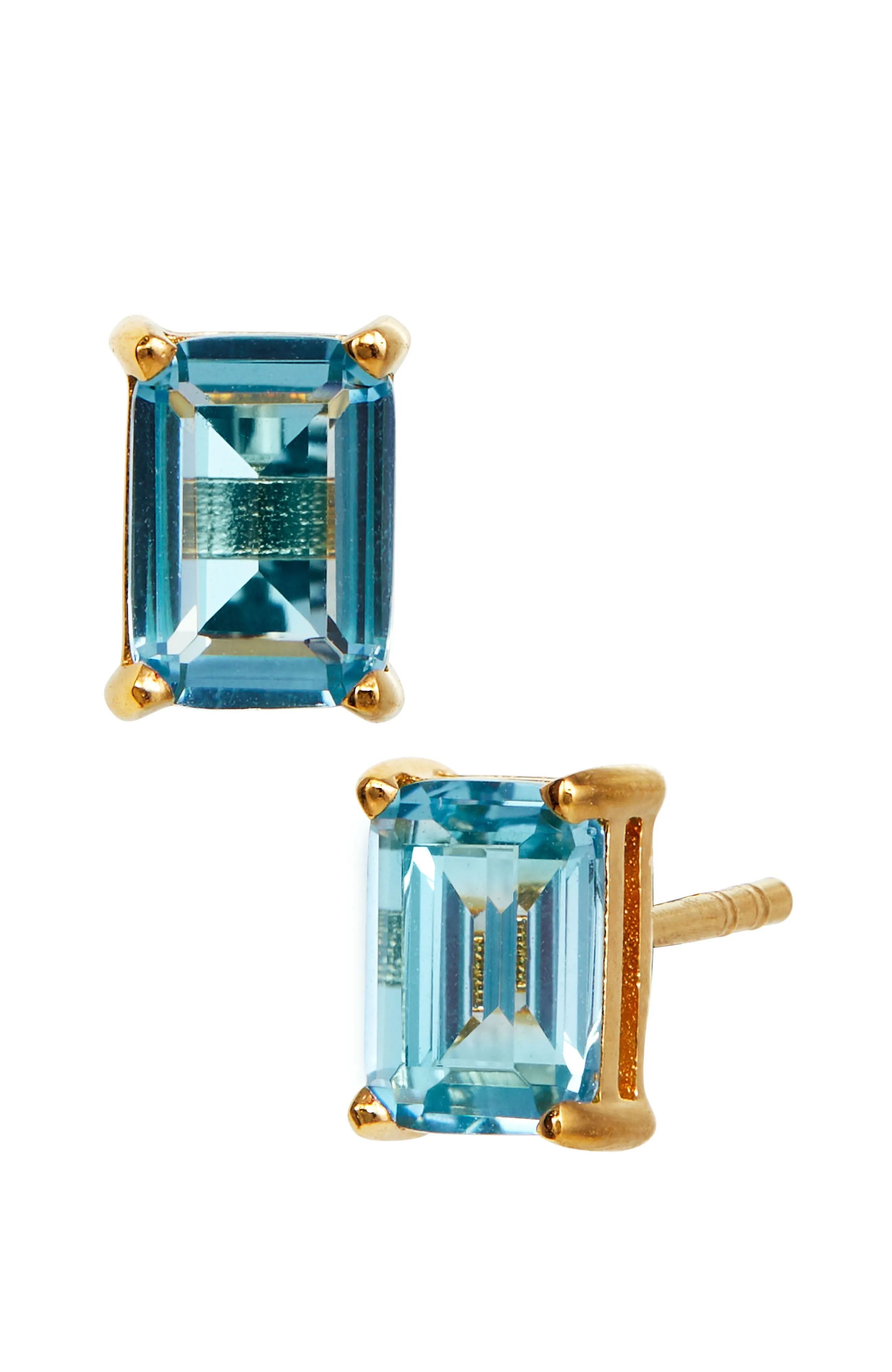 VERMEIL DECEMBER BLUE TOPAZ EMERALD CUT CZ BIRTHSTONE STUD IN BOX ecco Shoes