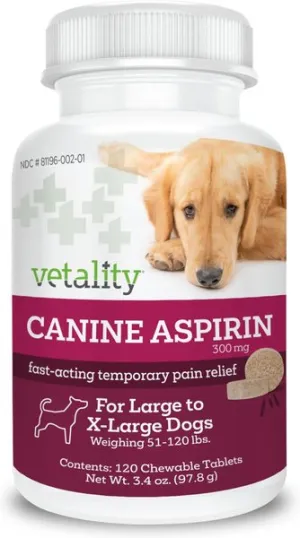 Vetality Canine Aspirin Pain Relief Supplement for Dogs
