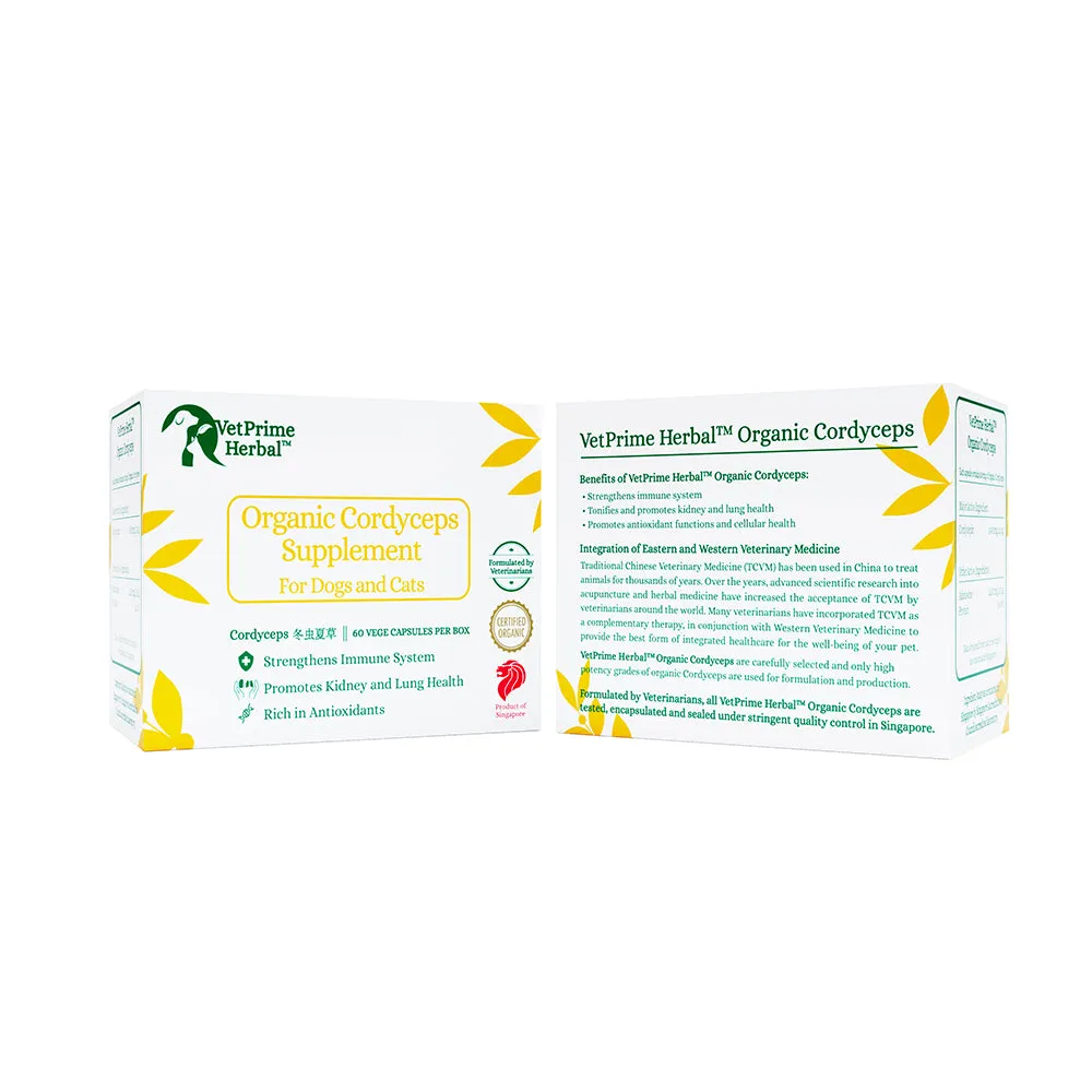 VetPrime Herbal Organic Cordyceps Supplement for Dogs and Cats 60caps