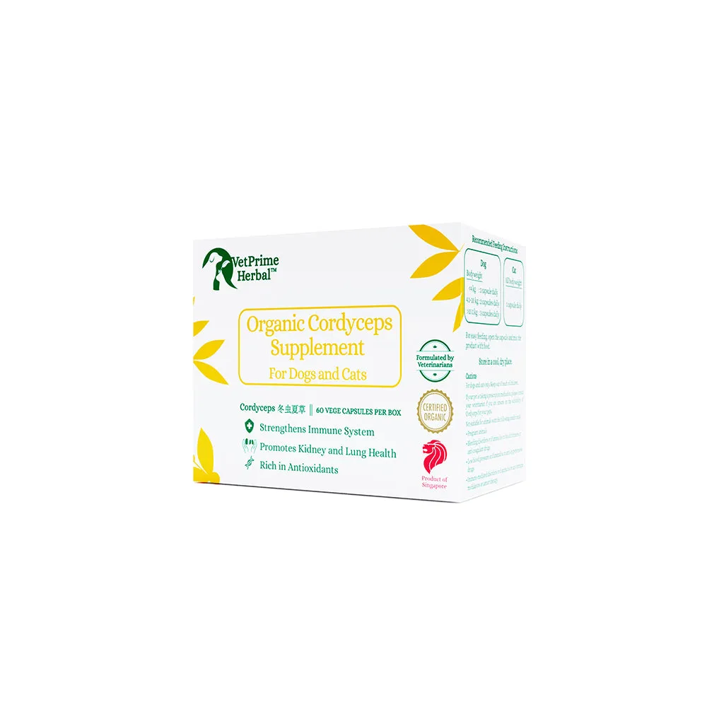 VetPrime Herbal Organic Cordyceps Supplement for Dogs and Cats 60caps