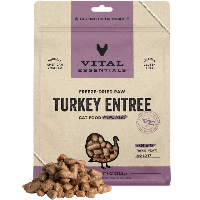 Vital Essentials Freeze-Dried Raw Mini Nibs Turkey Cat Food