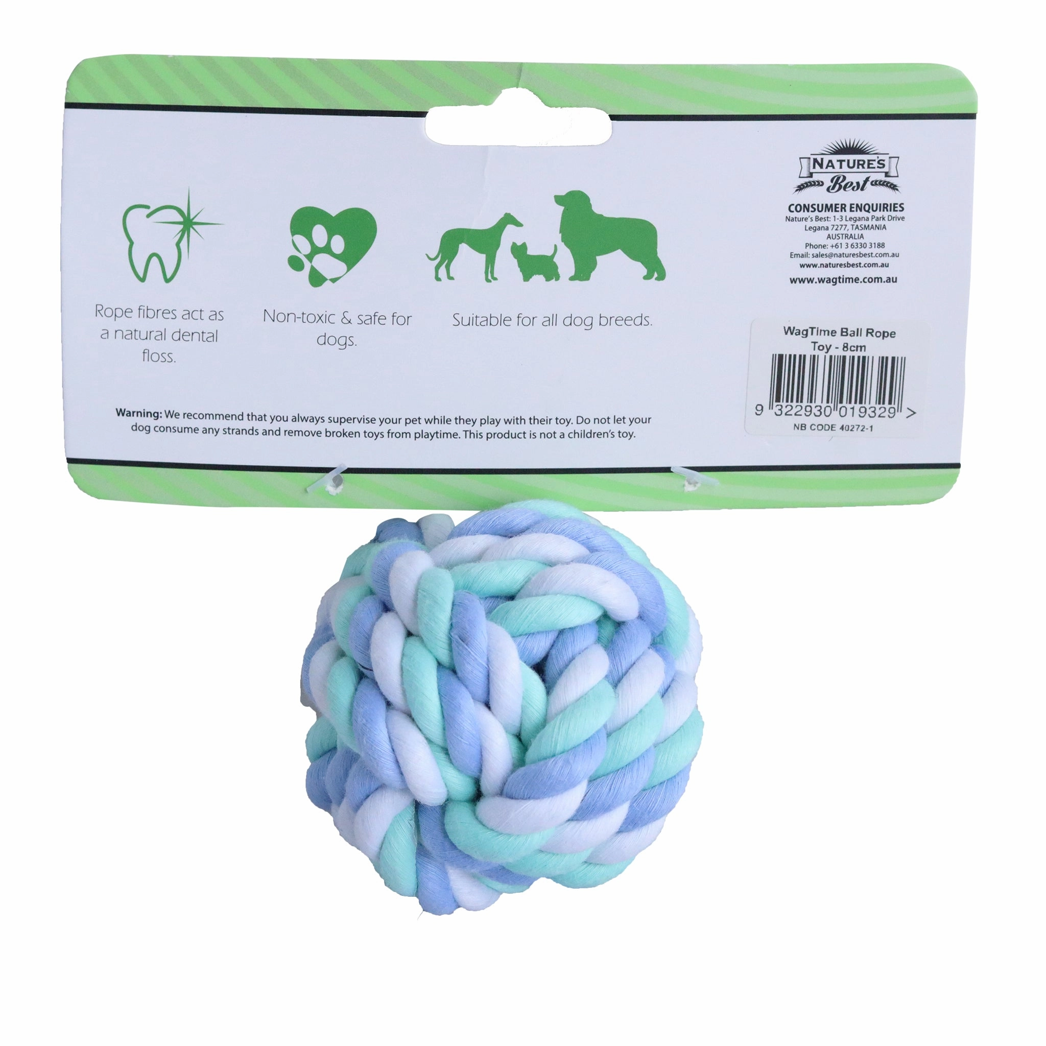 WagTime - Ball Rope Toy (8cm)