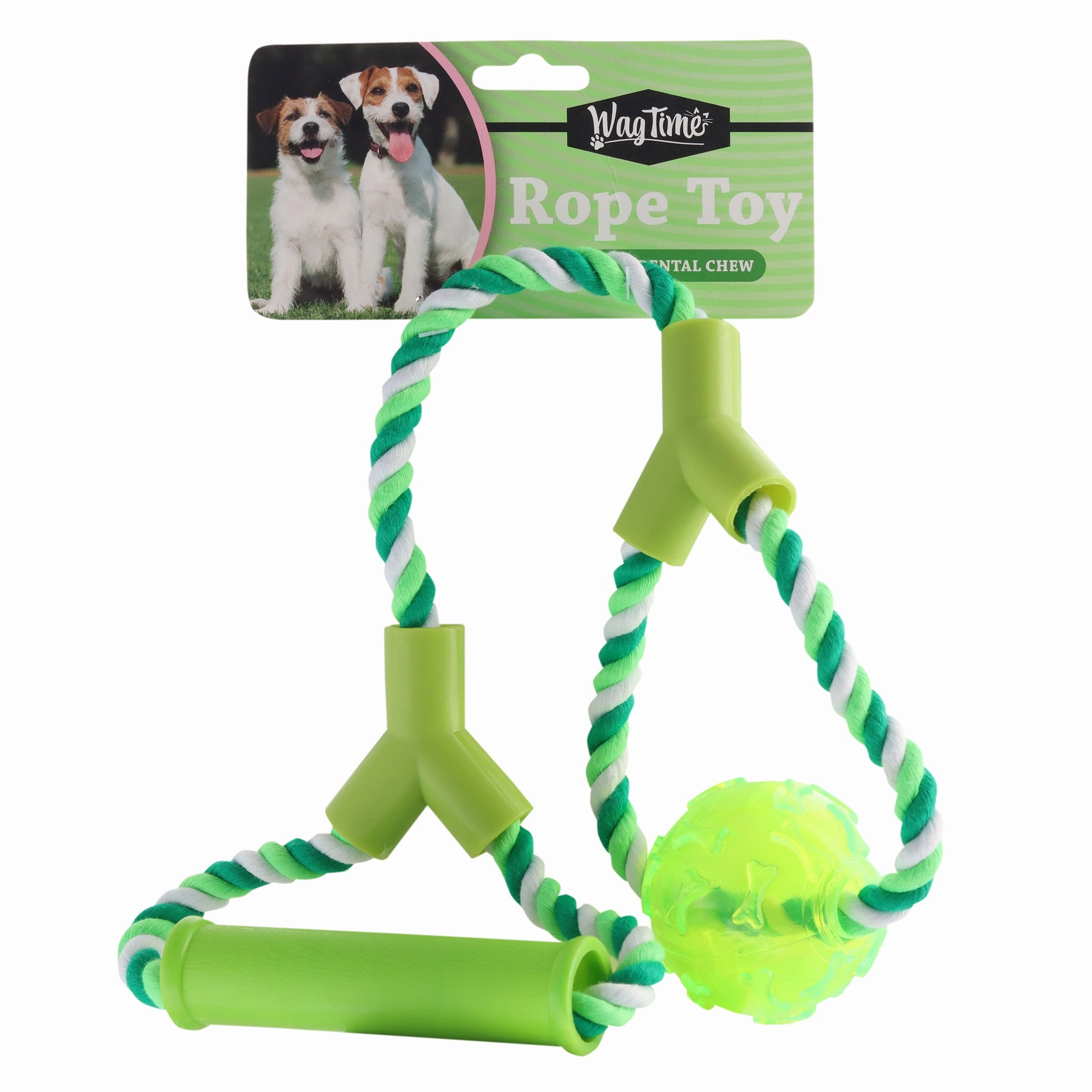 WagTime - Rubber Ball Tug Rope Toy with Handle (50cm)