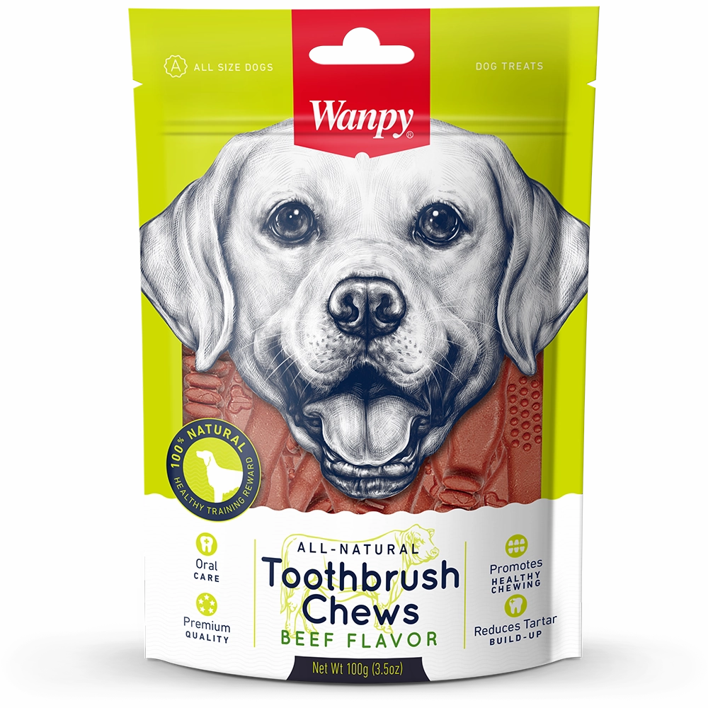 Wanpy Dog All Natural Toothbrush Chews Beef Flavor 100g