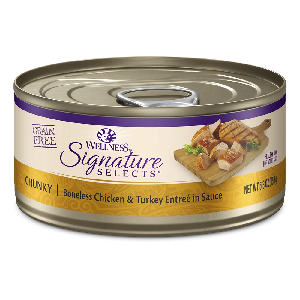Wellness Cat Core Grain-Free Signature Selects Chunky Boneless Chicken & Turkey Entree in Sauce 5.3oz