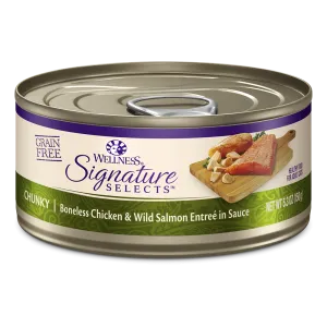 Wellness Cat Core Grain Free Signature Selects Chunky Boneless Chicken & Wild Salmon Entree in Sauce 5.3oz