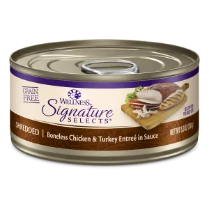 Wellness Cat Core Grain Free Signature Selects Shredded Boneless Chicken & Turkey Entree in Sauce 5.3oz