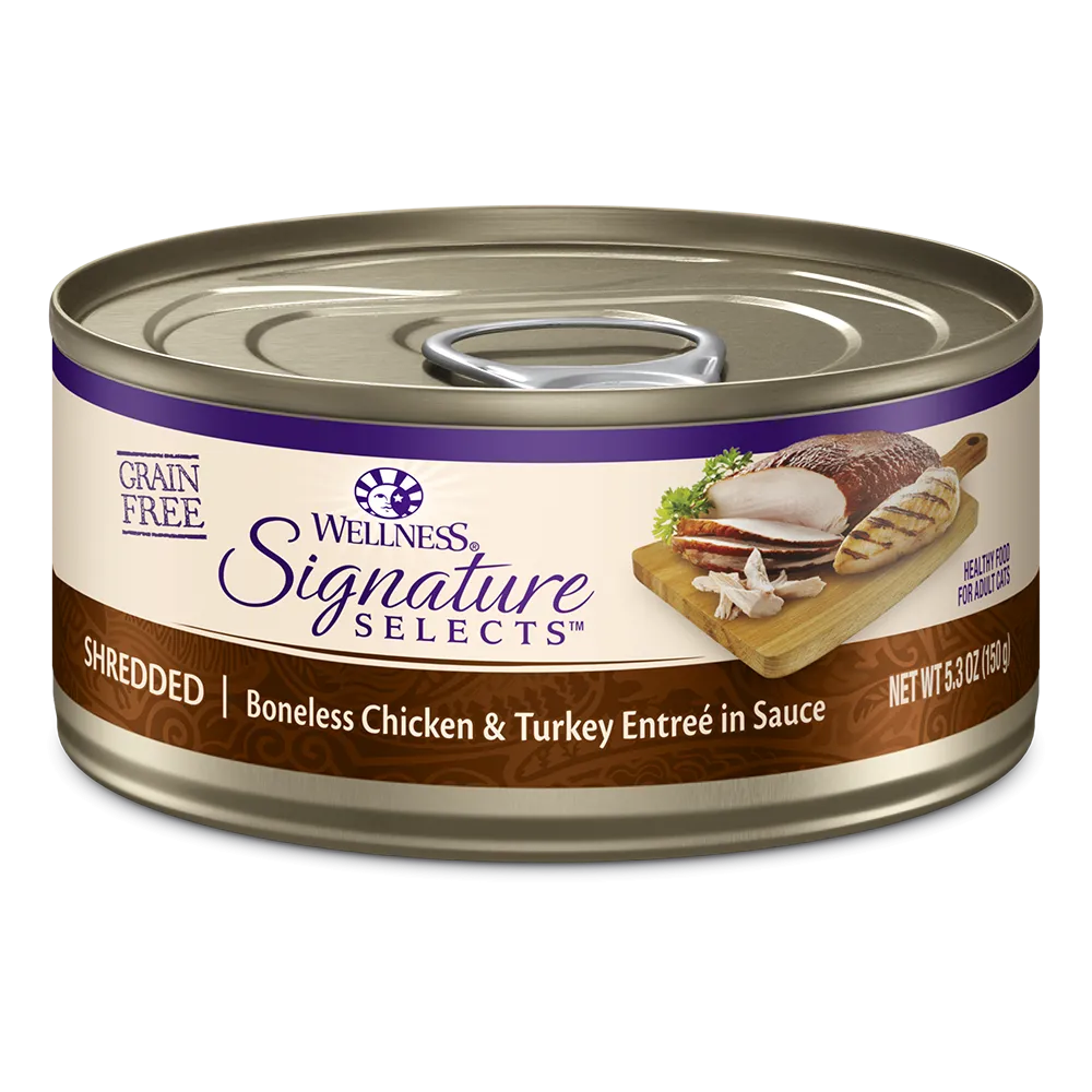 Wellness Cat Core Grain Free Signature Selects Shredded Boneless Chicken & Turkey Entree in Sauce 5.3oz