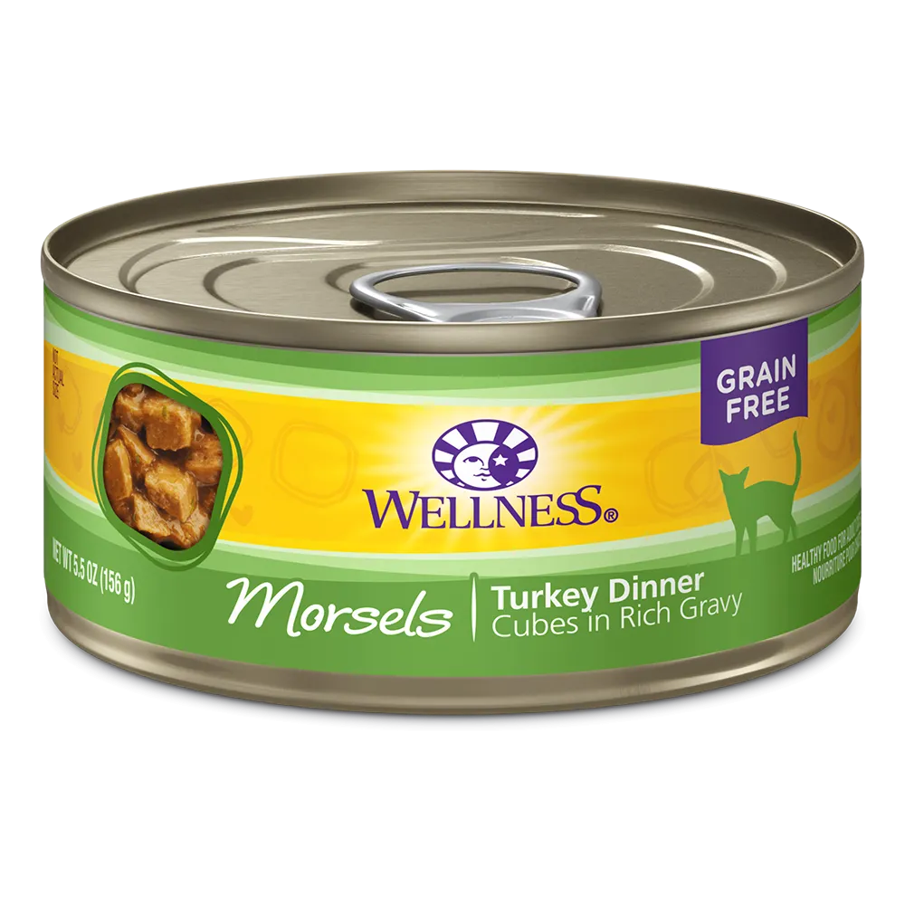Wellness Cat Grain Free Morsels - Cubes in Rich Gravy Turkey Dinner 5.5oz