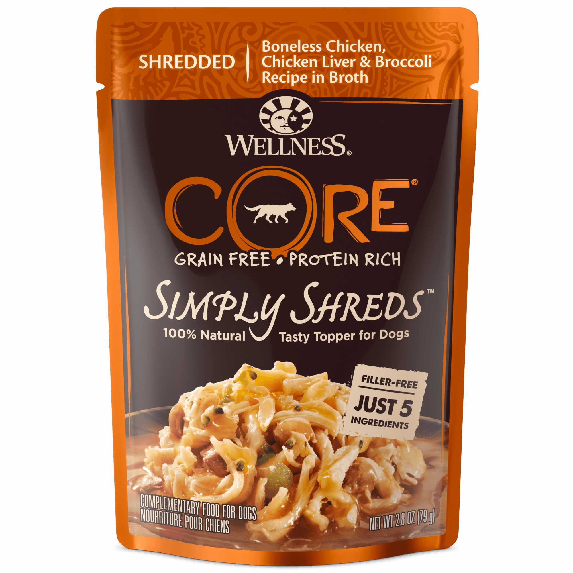 Wellness CORE Simply Shreds Chicken Chicken Liver & Broccoli In Broth Dog Food Topper
