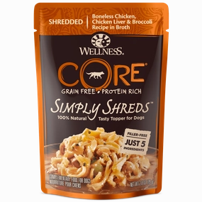 Wellness CORE Simply Shreds Chicken Chicken Liver & Broccoli In Broth Dog Food Topper