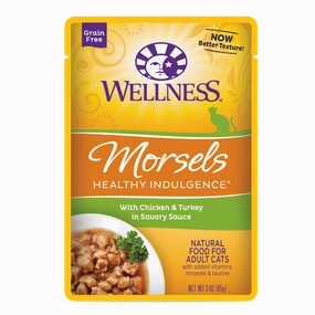 Wellness Healthy Indulgence Morsels with Chicken & Turkey in Savory Sauce Wet Cat Food