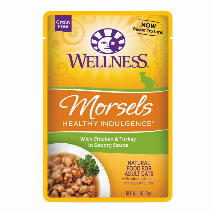 Wellness Healthy Indulgence Morsels with Chicken & Turkey in Savory Sauce Wet Cat Food