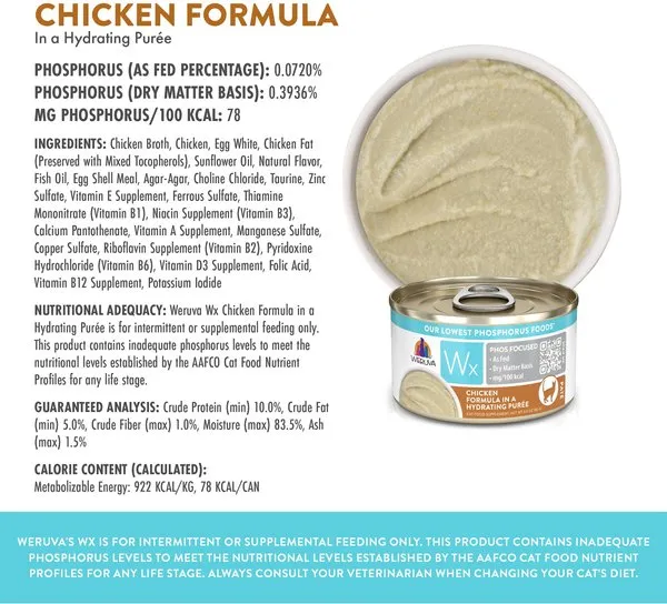 Weruva Wx Phos Focused Chicken Formula Grain-Free Puree Wet Cat Food