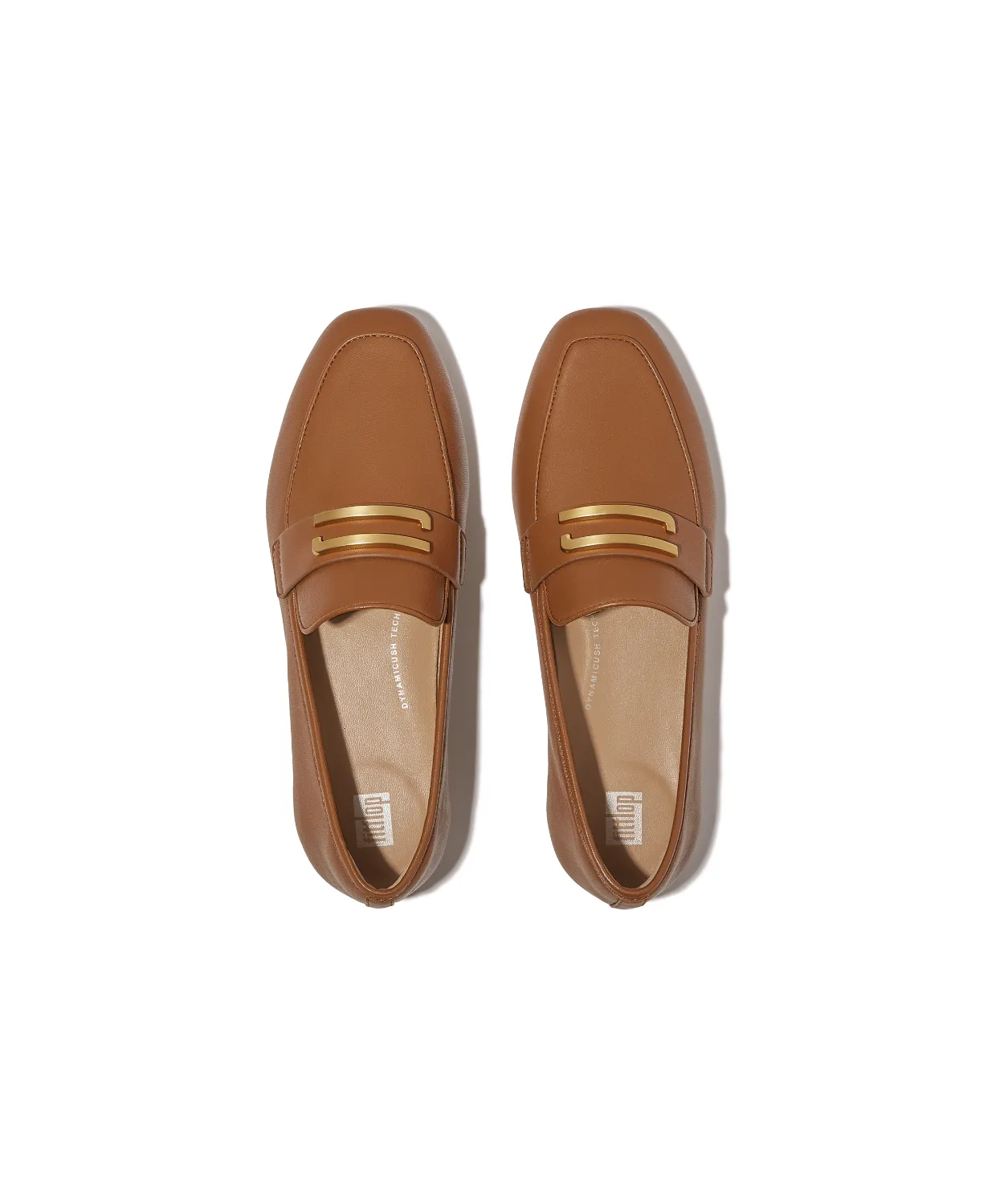 Womens Fitflop Shoes FitFlop Delicato Gold Trim Leather Loafer Deep Tan