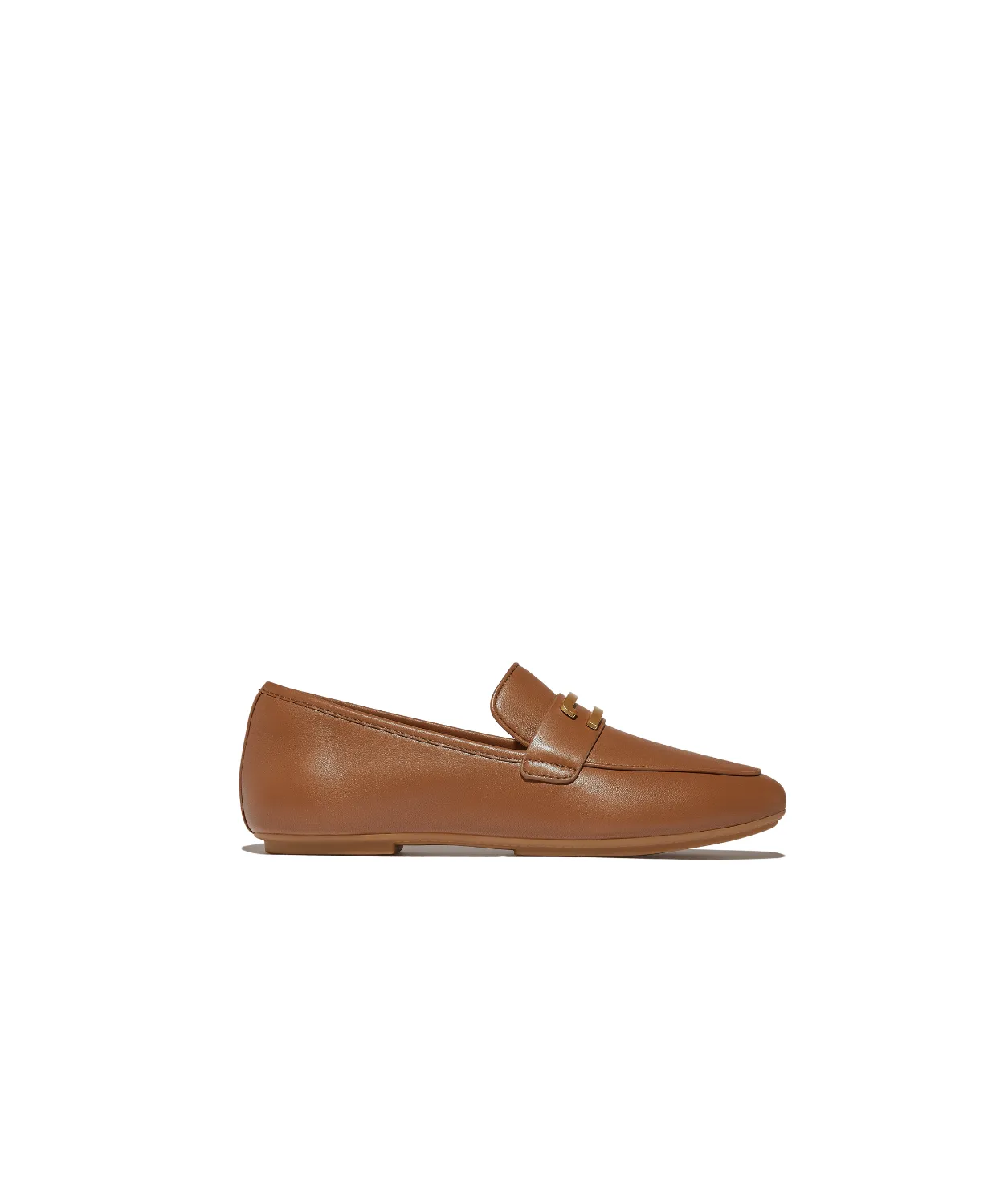 Womens Fitflop Shoes FitFlop Delicato Gold Trim Leather Loafer Deep Tan